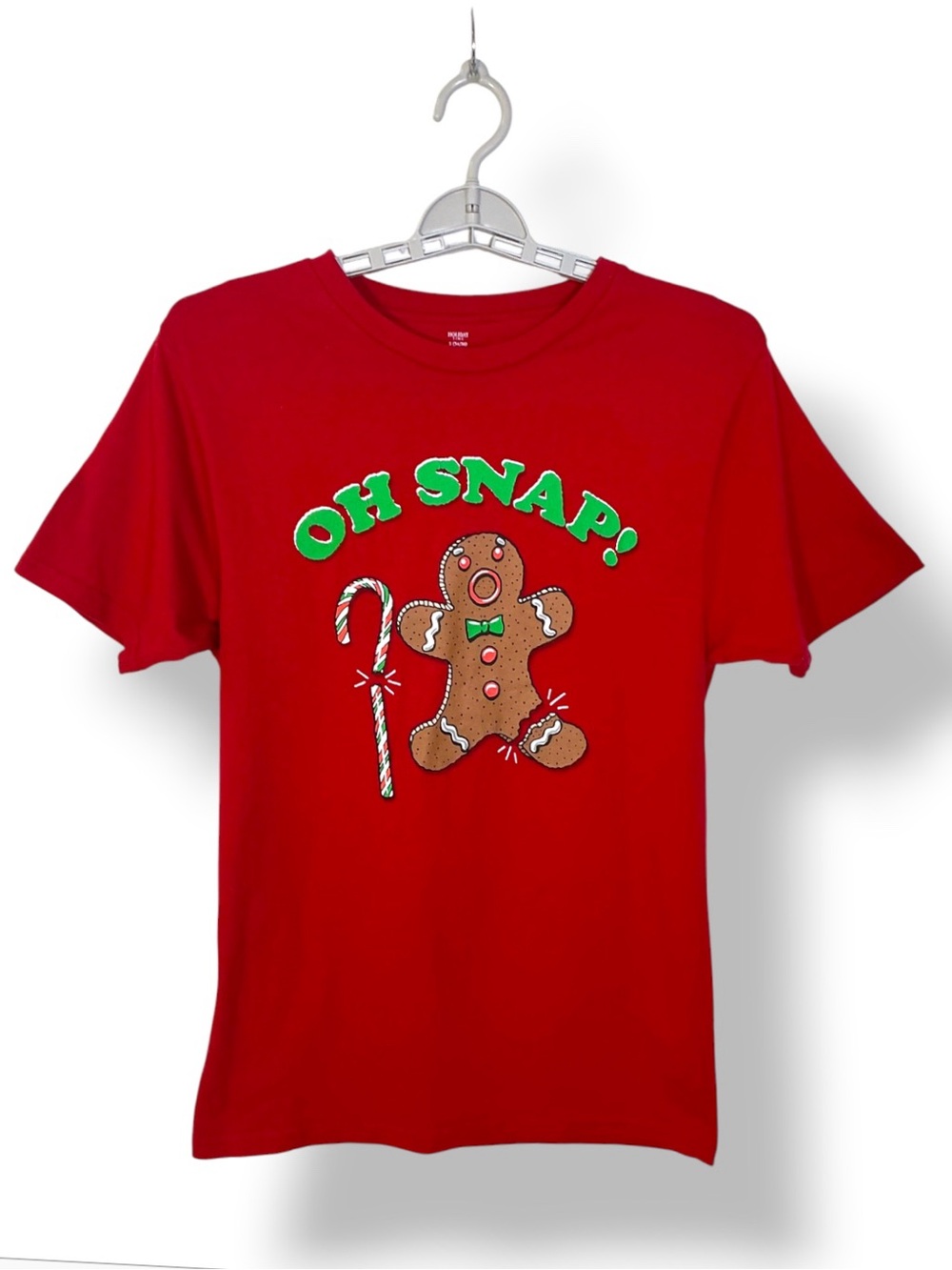 Christmas T Shirt Oh Snap! Gingerbread Man Funny Holiday Graphic Women Small 34-